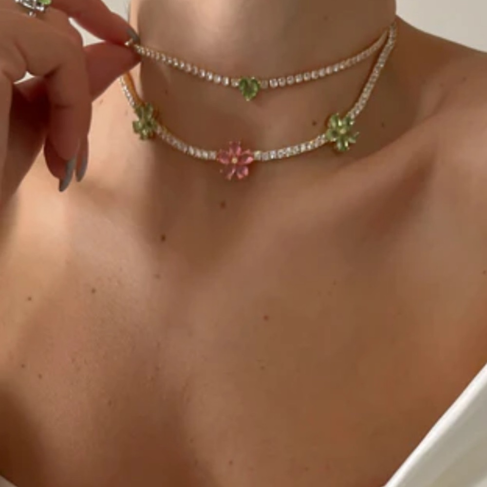 Hey Maeve Gold and pink Heart choker  Necklace